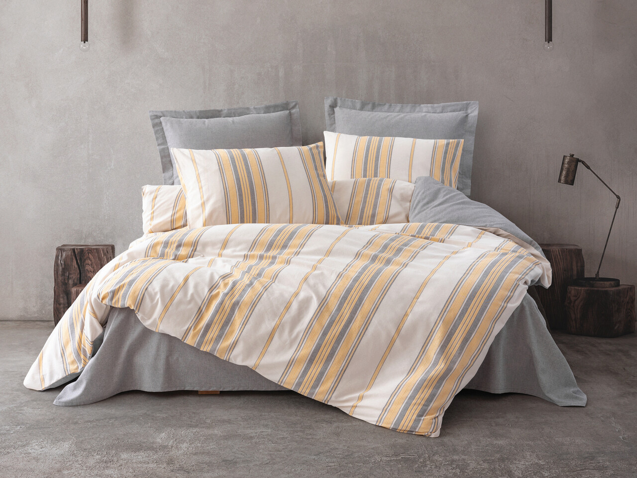 Lenjerie de pat pentru o persoana Single XXL (DE), 2 piese, L'essentiel Maison, Tribus, Yellow / Grey / White - imagine 5